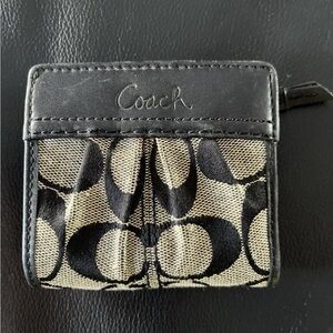 Coach Soho Pleated Signature C's Jacquard and Leather Mini Bifold Wallet
